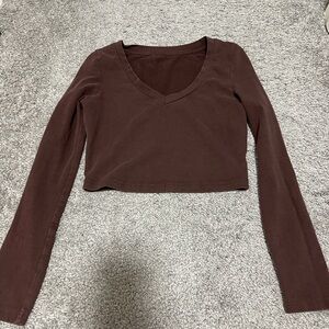 SHEIN women's brown crop top long sleeve